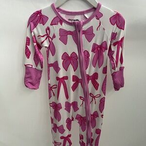 NEW Pink Bow Bamboo Baby Pajamas Onesie